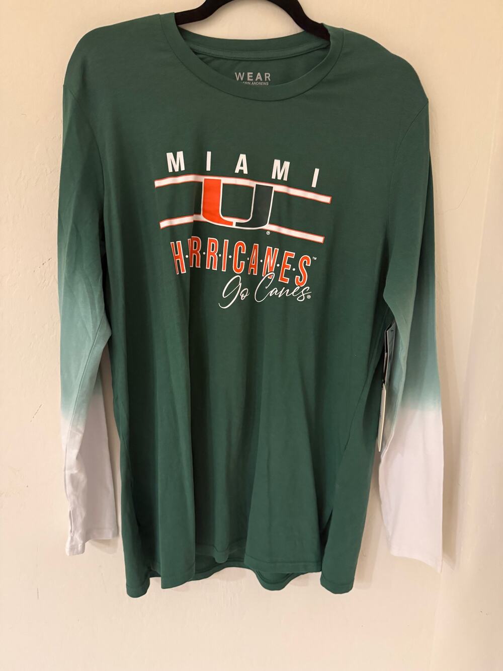 WEAR by Erin Andrews Women's Miami Hurricanes Ombre Long Sleeve Shirt XL-NWT $54